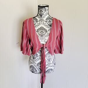 American Eagle Outfitters Striped Front Tie Crop Top